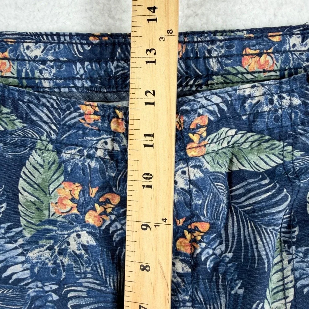 IZOD Cargo Shorts Mens 38 Blue Tropical Floral Palm Saltwater Cotton Relaxed